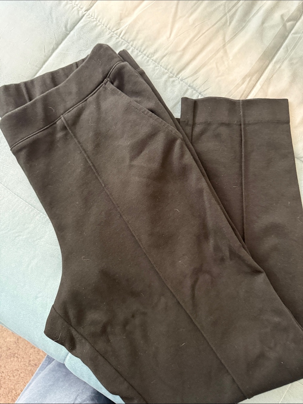 Black Ponte Knit Pull-On Pants